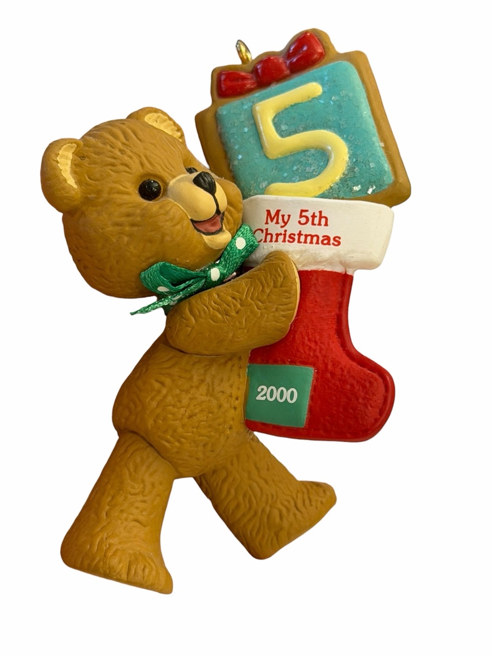 Hallmark Keepsake 2000 CHILD'S FIFTH CHRISTMAS Ornament 5th Teddy Bear Vintage